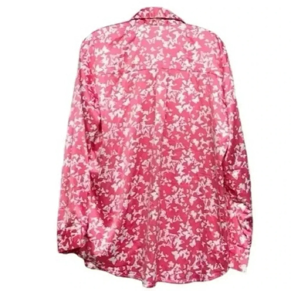 Ellison Women's Pink Floral Button-Up Shirt Size L Long Sleeve Butterfly… - Picture 2 of 4